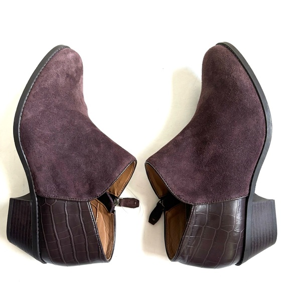 NWOT Vionic Marissa Suede Leather Side Zip Croco Embossed Chocolate Brown 8.5 - Picture 9 of 17